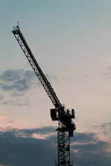 crane at sunset