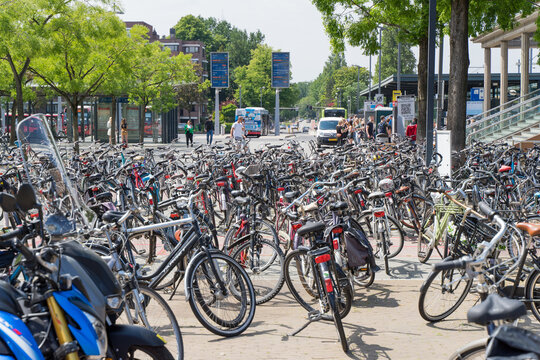 Bicycle parking in the city of Enschede (West Netherlands)