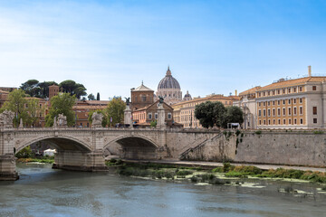 Panoramic view of Rome with dome of St. Peter's Cathedral
