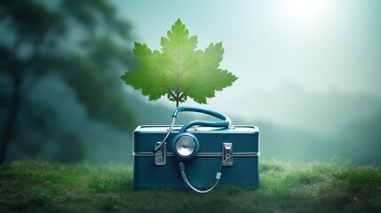 suitcase with leaves