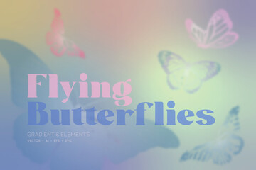 Flying Butterflies, decorative vector background. Background graphics with elements. © Ewa