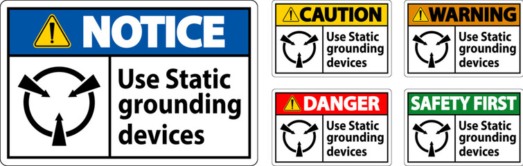 Warning Sign Use Static Grounding Devices