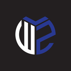 WZ letter logo design on black background. WZ creative initials letter logo concept. WZ letter design.
