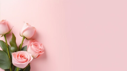 pink rose on pink background, generative AI - obrazy, fototapety, plakaty