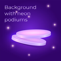 Background with neon podiums in purple tones