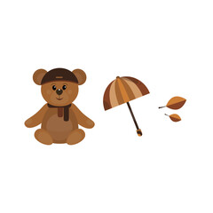 bear with an umbrella. autumn illustration