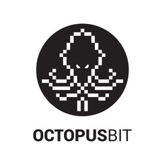octopus bit logo design vector
