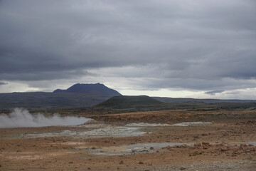 Myvatn Region, Iceland: Namafjall (also known as Hverir) is a high-temperature geothermal area with...
