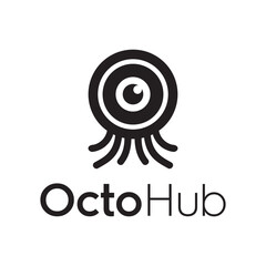 Octo hub logo design vector , lens octopus