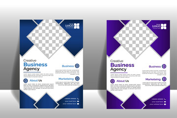 Corporate creative 2 gradient business flyer template design set, abstract business flyer, vector template design.