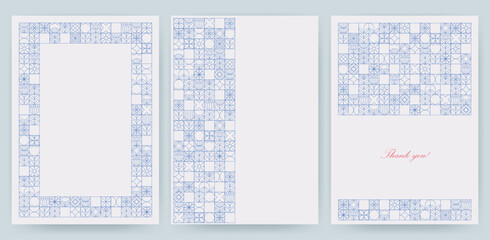 Set of patterns in scandinavian traditional style. Geometric flower pattern. Suitable for invitations, menus, brochures, banners, packaging