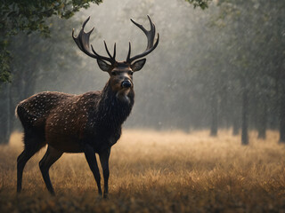 A deer in the forest with sunshine for hd scenery wallpaper, deer, animal, wildlife, stag, nature, mammal, antlers, buck, wild, antelope, antler, grass, impala, elk, horns, forest, waterbuck, brown