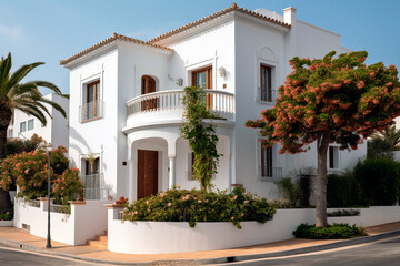 Fototapeta na wymiar Luxury modern house, vacation home relaxing vacation Mediterranean 