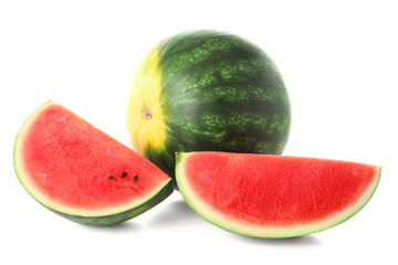 Fresh watermelon and pieces on white background