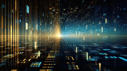 Digital Data Universe, Streams of Binary Code and Data Visualization