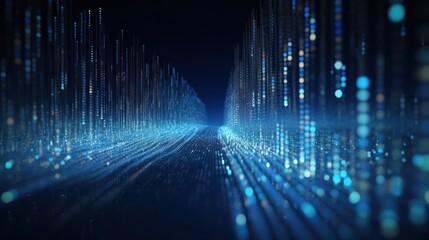 Digital Data Universe, Streams of Binary Code and Data Visualization