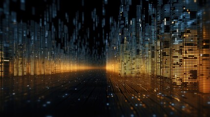 Digital Data Universe, Streams of Binary Code and Data Visualization