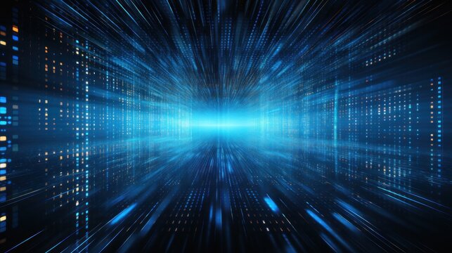 Digital Data Universe, Streams of Binary Code and Data Visualization