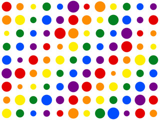 LGBT rainbow seamless pattern with circles. Cute bright background