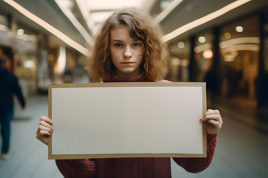 Frau mit einem leeren Schild - Protestschild