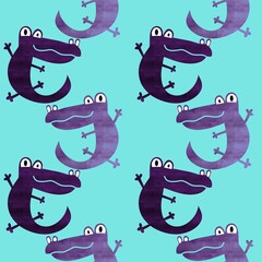Animals cartoon seamless crocodile lizard dragon pattern for wrapping paper and fabrics and linens and kids