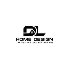 D L initial home or real estate logo vector design - obrazy, fototapety, plakaty