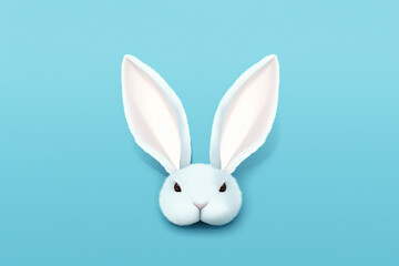 White rabbit on blue background, easter bunny