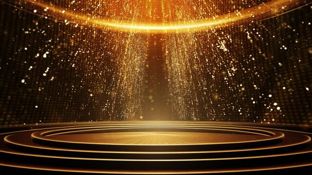 Stage shaped golden particle background Loop