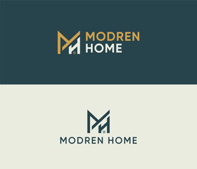 Fototapeta premium MH or HM real estate Logo Letter Monogram, minimalist, wordmark, Company logo design icon, and template 