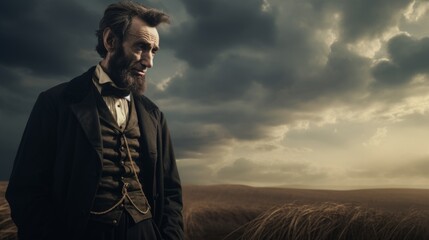 Portrait of empancipator Abraham Lincoln.generative ai
