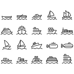 Ship and Boat Icons vector design 