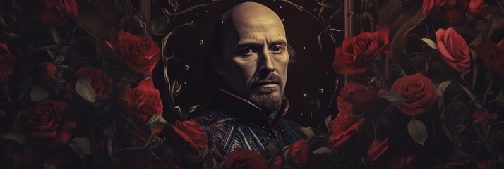 Portrait of writer William Shakespeare.generative ai
 - obrazy, fototapety, plakaty