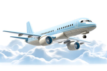 Airplane flying in the sky. 3d render image, Ai Generated