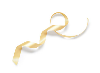 Golden satin ribbon isolated on white background