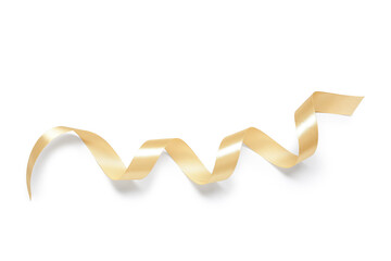 Golden satin ribbon isolated on white background