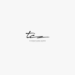 premium TC letter signature logo in handwriting art style monogram vector illustration template - obrazy, fototapety, plakaty