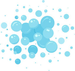 Soap bubble vector icon, blue foam water, bath shampoo suds splash. Laundry, wash soapy, clean underwater. Soda, carbonated fun illustration isolated on white background - obrazy, fototapety, plakaty