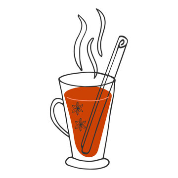 steaming glass of spiced tea with cinnamon clip art preview