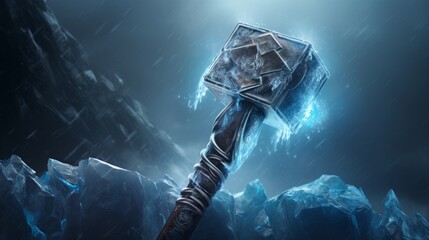 Mjölnir - the hammer of the nordic god thor.generative ai
 - obrazy, fototapety, plakaty