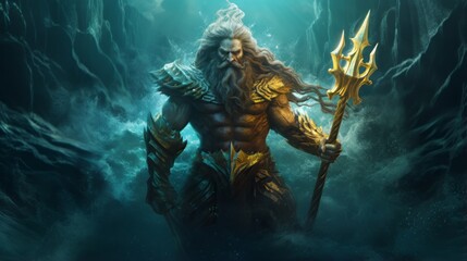 Poseidon - The greek god of the sea.generative ai
