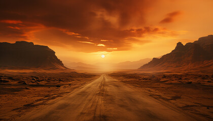 Fototapeta na wymiar Tranquil scene: Majestic mountain peak, sunset paints nature beauty generated by AI