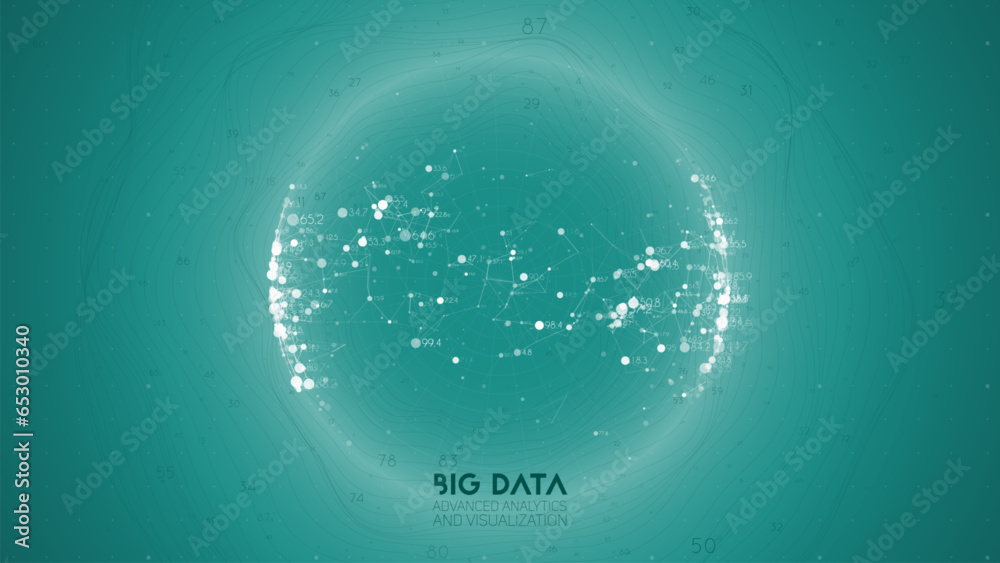 Aufkleber Big data visualization. Futuristic infographic. Information aesthetic design. Visual data complexity. Complex data threads graphic visualization. Abstract data graph.