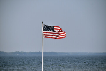 US Flag on Lake Osakis