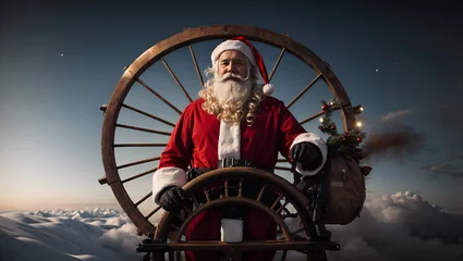 Fotobehang Fiets santa in the ship
