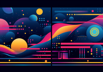 Colorful Geometric Fusion Abstract Multicolor Mosaic Multicolor Canvas of Shapes Abstract Delight