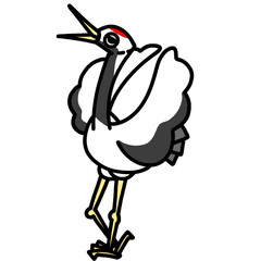 cute crane cartoon drawing transparent background vector illustration