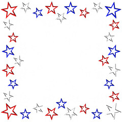Fototapeta premium Patriotic Red White And Blue Stars Border