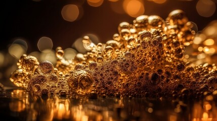 Enchanting Christmas: Sparkling Holiday Decor in Shimmering Gold Glow, generative AI