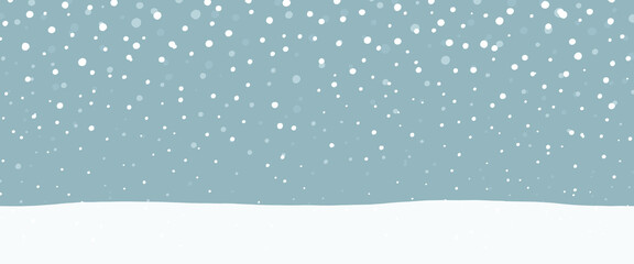 しんしんと雪の降り積もる風景-手描き