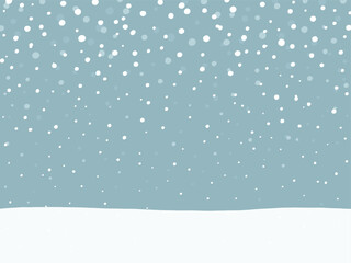 しんしんと雪の降り積もる風景-手描き